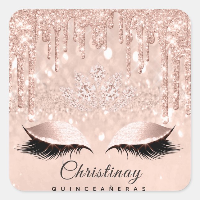 Sticker Carré Quinceañeras Douce 16e 15e étincelle nuptiale Skin (Devant)