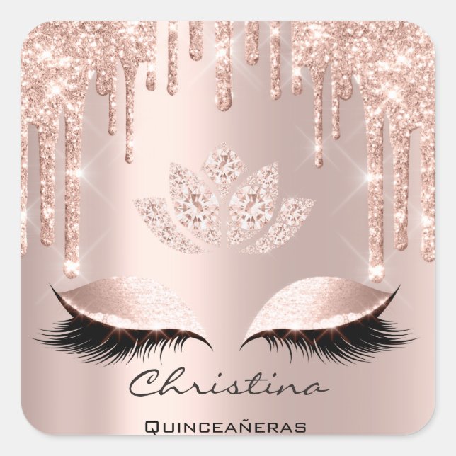 Sticker Carré Quinceañeras Sweet 16e 15e Diamant d'étincelle nup (Devant)