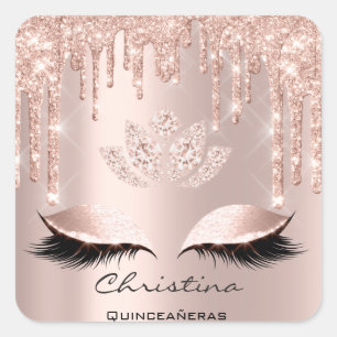 Sticker Carré Quinceañeras Sweet 16e 15e Diamant d'étincelle nup
