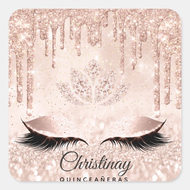 Sticker Carré Quinceañeras Sweet 16e 15e Parties scintillant d'é (Devant)