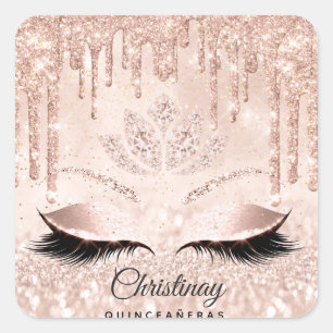Sticker Carré Quinceañeras Sweet 16e 15e Parties scintillant d'é