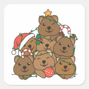 Sticker Carré Qukka Christmas Tree Funny Animal Christmas