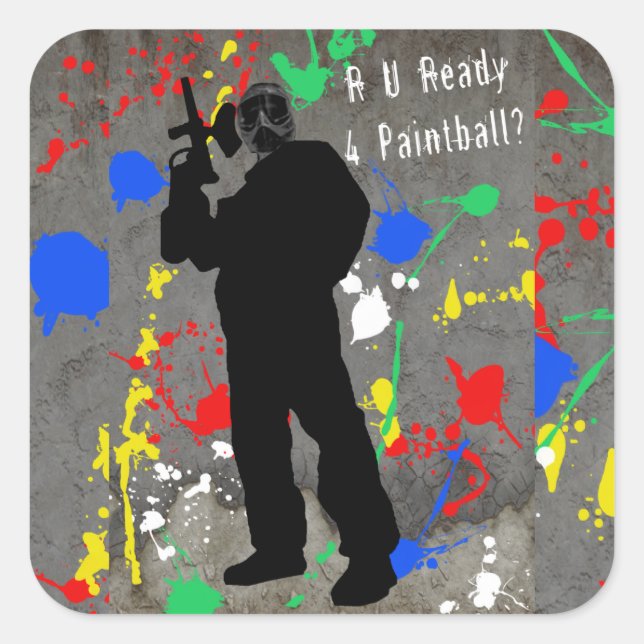 Sticker Carré R U Ready 4 Paintball? (Devant)