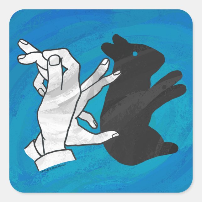Sticker Carré Rabat Ombre Sur Bleu (Devant)