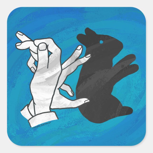 Sticker Carré Rabat Ombre Sur Bleu (Devant)
