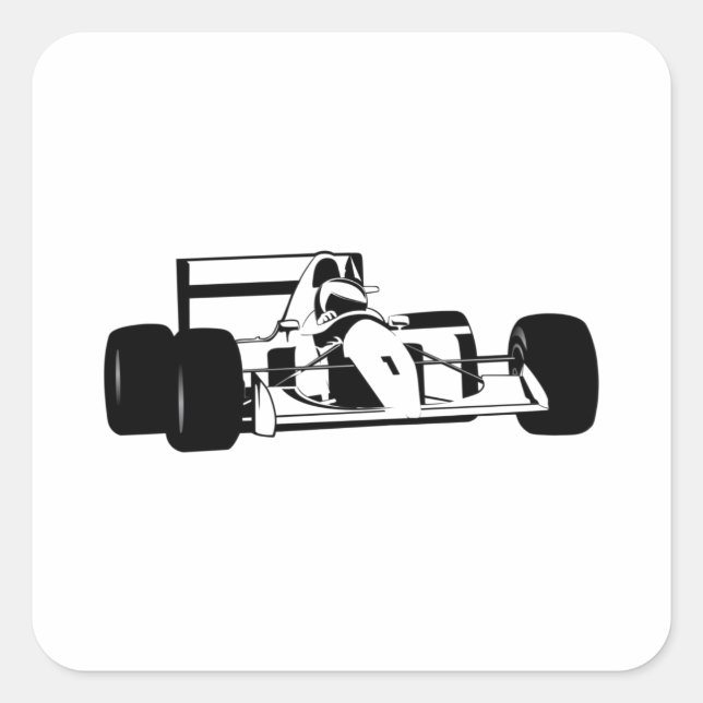 Sticker Carré Race Car Silhouette noir et blanc (Devant)