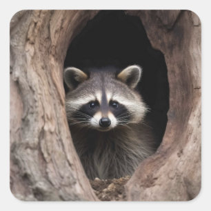 Sticker Carré Racon dans la grotte des arbres