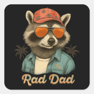 Sticker Carré Rad Papa Drôle Bonne Fête des pères Vintage