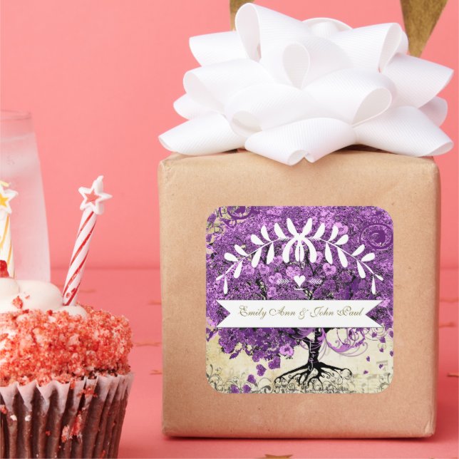 Sticker Carré Radiant Violet Romantique Mariage de la feuille de (Fête)
