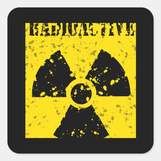 STICKER CARRÉ RADIOACTIVE-4 ALERTE RADIOACTIVE SYMBOLE SIGN GRAP (Devant)