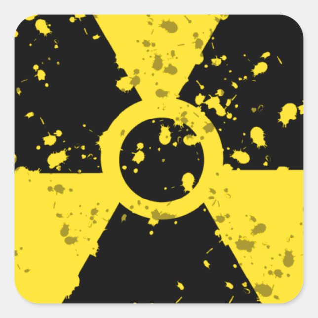 STICKER CARRÉ RADIOACTIVE-4 ALERTE RADIOACTIVE SYMBOLE SIGN GRAP (Devant)