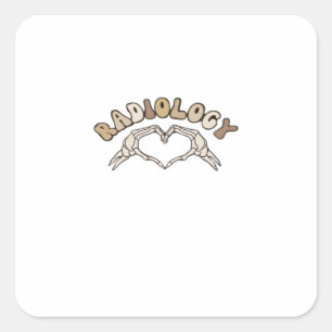 Sticker Carré Radiologie Squelette Coeur Mains Classique