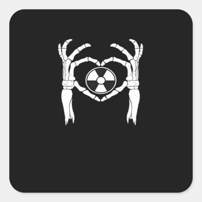 Sticker Carré Radiologie X-Ray Tech Coeur en forme de squelette  (Devant)