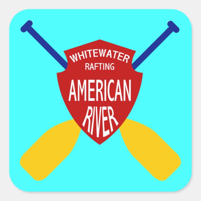 Sticker Carré Rafting d'eau vive de la rivière American (Devant)