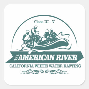 Sticker Carré Rafting fluvial américain