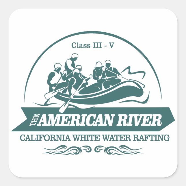 Sticker Carré Rafting fluvial américain (Devant)