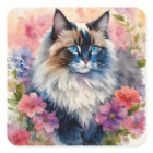 Ragdoll Chat Floral Portrait Art