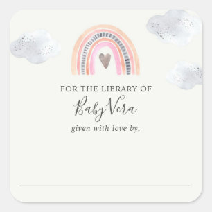 Sticker Carré Rainbow Baby shower Library