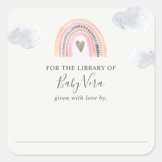 Sticker Carré Rainbow Baby shower Library (Devant)