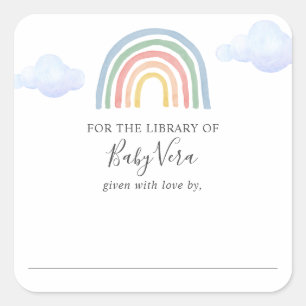 Sticker Carré Rainbow Baby shower Library