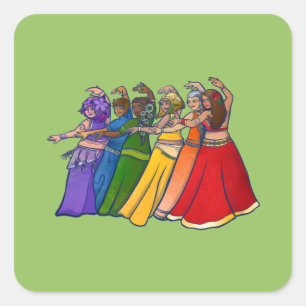 Sticker Carré Rainbow Belly Dancer Art Belly Dance