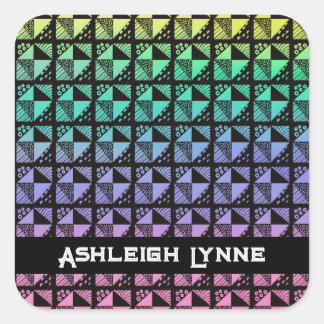 Sticker Carré Rainbow Brot Plats Patchwork Quilt Motif