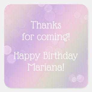 Sticker Carré Rainbow Fairy Lights Fille fête d'anniversaire