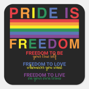 Sticker Carré Rainbow Flag LGBTQ Pride est Freedom Gay Rights