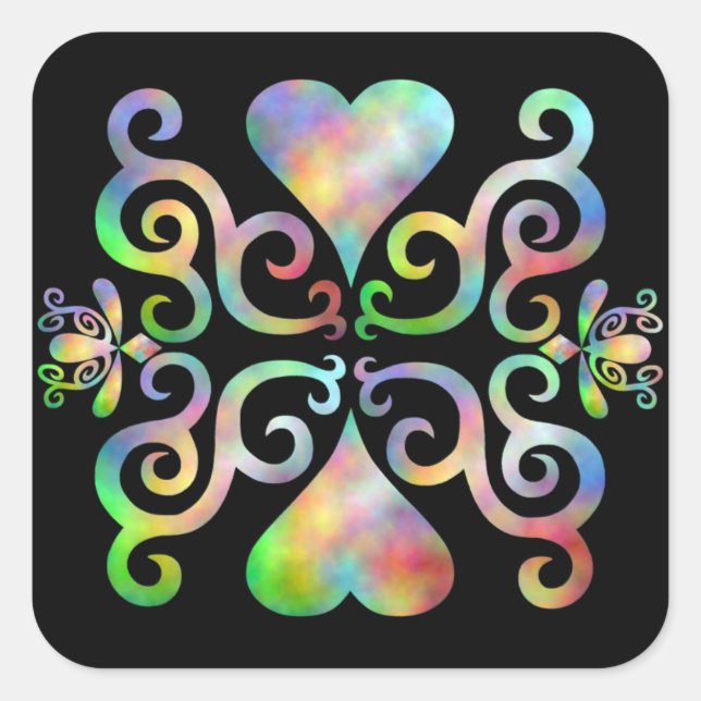 Sticker Carré Rainbow Lily and Heart (Devant)