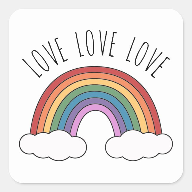 Sticker Carré Rainbow Love Love Love (Devant)