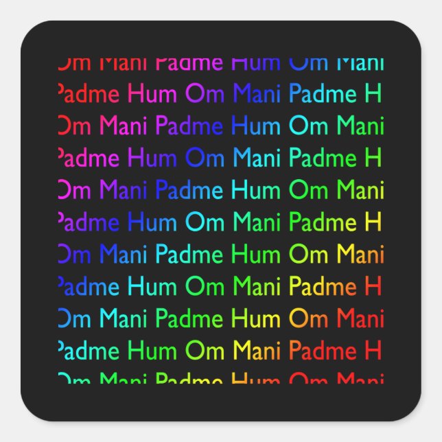 Sticker Carré Rainbow Om Mani Padme Hum (en noir) (Devant)