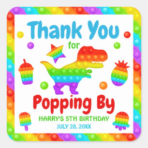Sticker Carré Rainbow Pop It Fidget Toy Anniversaire
