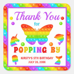 Sticker Carré Rainbow Pop It Fidget Toy Anniversaire