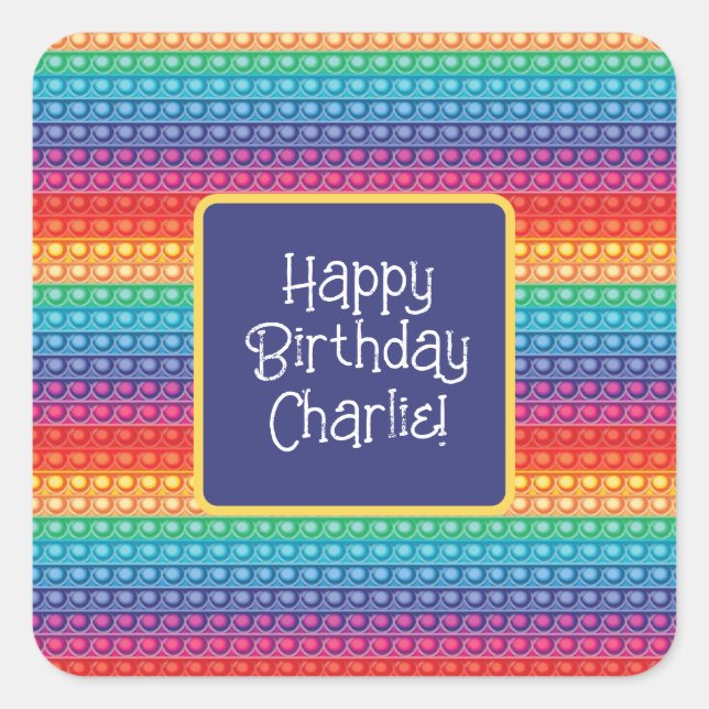 Sticker Carré Rainbow Pop It Fidget Toy Motif Personnalisé (Devant)