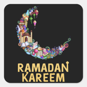 Sticker Carré Ramadan Kareem Moubarak sur la lune de jeûne