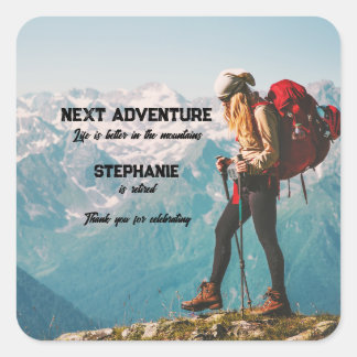 Sticker Carré Randonnée à la retraite Prochaine aventure La vie 