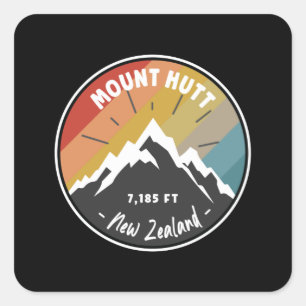Sticker Carré Randonnée À Mont Hutt - Nouvelle-Zélande