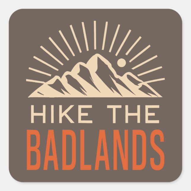 Sticker Carré Randonnée Dans Les Badlands Sunburst (Devant)