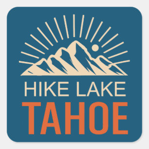 Sticker Carré Randonnée Lake Tahoe Sunburst