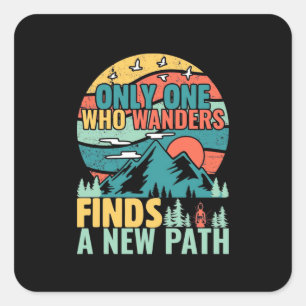 Sticker Carré Randonnée Qui Se Promène Trouve Un Nouveau Chemin