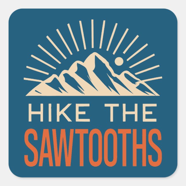 Sticker Carré Randonner Les Sawtooths Idaho Sunburst (Devant)