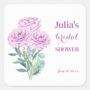 Sticker Carré Ranunculus & Anémones Baby Shower Personnalisé