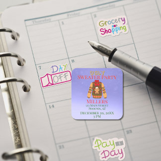 Sticker Carré Rappel de la fête du pull moche