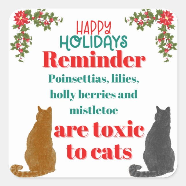 Sticker Carré Rappel de Noël pour les amoureux des chats  (Devant)