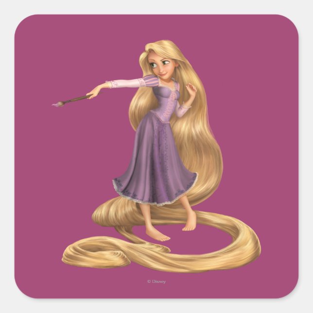Sticker Carré Rapunzel avec pinceau 2 (Devant)