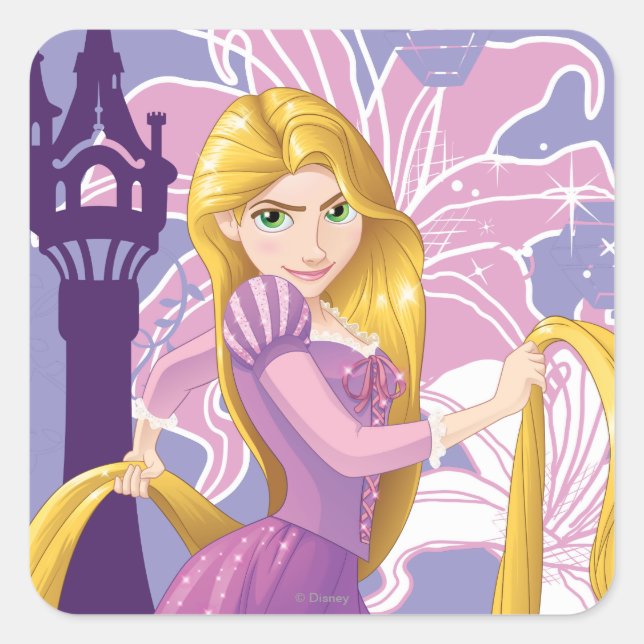 Sticker Carré Rapunzel - Déterminé (Devant)