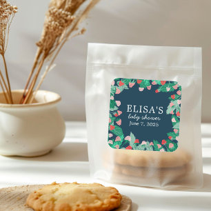 Sticker Carré Raspberry Patch mignon BABY SHOWER coloré