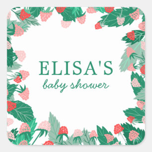 Sticker Carré Raspberry Patch mignon BABY SHOWER coloré
