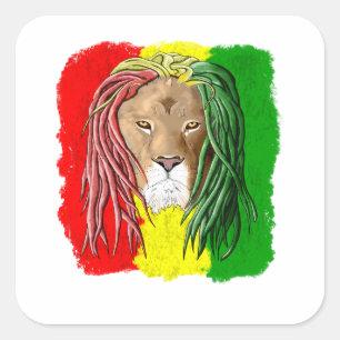 Sticker Carré Rasta Lion