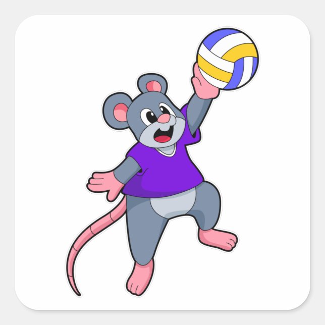 Sticker Carré Rat au Volleyball Sports (Devant)
